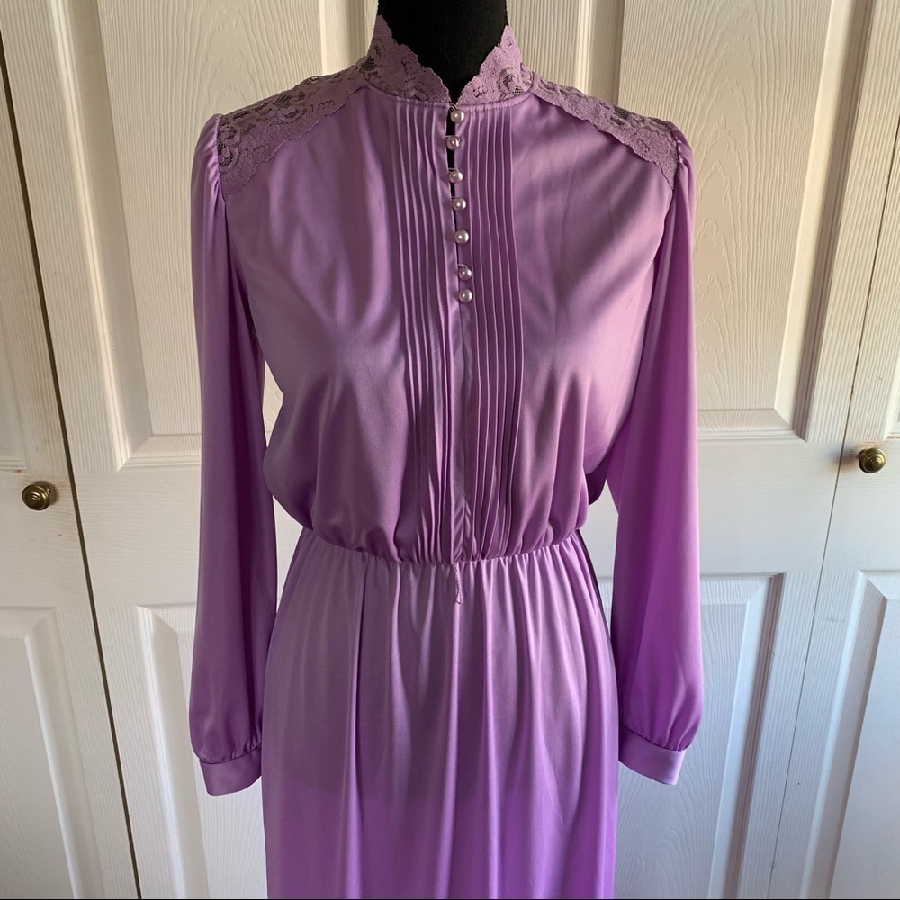 Vintage Purple Dress Size 9/10 - Picture 2 of 11